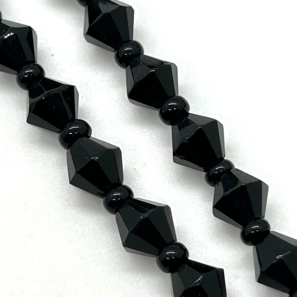 Antique Black Glass Beaded Necklace, 50 inches early 1900s  Flapper Length - Picture 6 of 13
